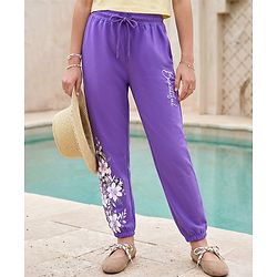 Pine Kids 100% Cotton Full Length Lounge Pant Floral Printed - Purple Coralitis