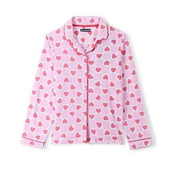 Pine Kids 100% Cotton Single Jersey Full Sleeves Heart Printed Night Suit - Pink