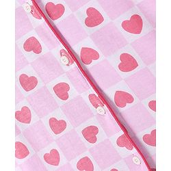Pine Kids 100% Cotton Single Jersey Full Sleeves Heart Printed Night Suit - Pink
