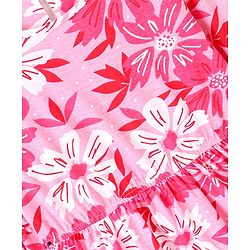 Pine Kids Cotton Single Jersey Full Sleeves Tier Knit Frock With Floral Print - Pink