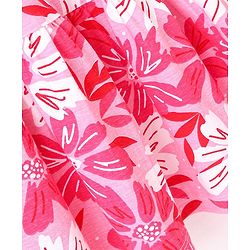 Pine Kids Cotton Single Jersey Full Sleeves Tier Knit Frock With Floral Print - Pink