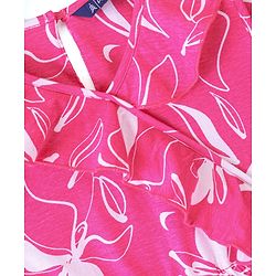 Pine Kids Full Sleeves Floral Print Dress with Ruffle Detailing - Pink