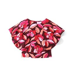 Pine Kids Half Sleeves Kaftan Fit Floral Knit Top - Cabernet