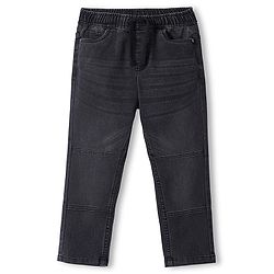Pine Kids Full Length Elasticated Waist Solid Color Jogger Fit Denim Jeans - Black