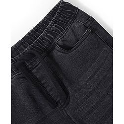 Pine Kids Full Length Elasticated Waist Solid Color Jogger Fit Denim Jeans - Black