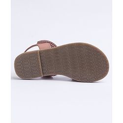 Pine Kids Velcro Closure Glitter Printed Sandals - Peach