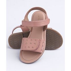 Pine Kids Velcro Closure Glitter Printed Sandals - Peach