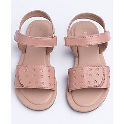 Pine Kids Velcro Closure Glitter Printed Sandals - Peach