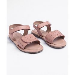 Pine Kids Velcro Closure Glitter Printed Sandals - Peach
