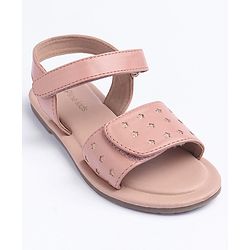Pine Kids Velcro Closure Glitter Printed Sandals - Peach