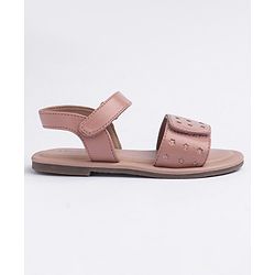 Pine Kids Velcro Closure Glitter Printed Sandals - Peach