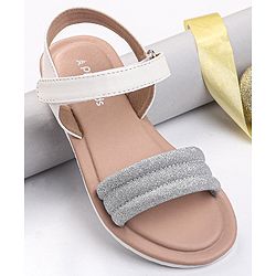 Pine Kids Solid Colored Velcro Closure Party Sandals - Silver
