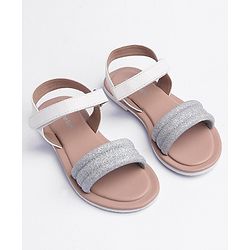 Pine Kids Solid Colored Velcro Closure Party Sandals - Silver