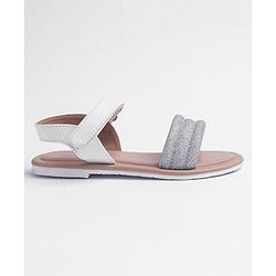 Pine Kids Solid Colored Velcro Closure Party Sandals - Silver