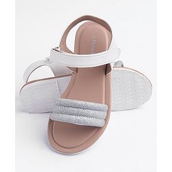 Pine Kids Solid Colored Velcro Closure Party Sandals - Silver