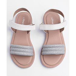Pine Kids Solid Colored Velcro Closure Party Sandals - Silver