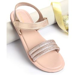 Pine Kids Solid Colored Velcro Closure Party Sandals - Silver
