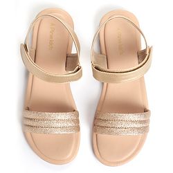 Pine Kids Solid Colored Velcro Closure Party Sandals - Silver