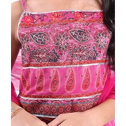Pine Kids All Over Floral Printed Sleeveless Choli  Lehenga Set With Dupatta - Pink