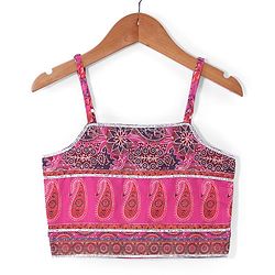 Pine Kids All Over Floral Printed Sleeveless Choli  Lehenga Set With Dupatta - Pink
