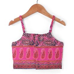 Pine Kids All Over Floral Printed Sleeveless Choli  Lehenga Set With Dupatta - Pink