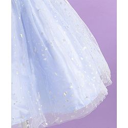Pine Kids Half Puff Sleeves Party Wear Frock with Foil Print Detailing - Light Blue