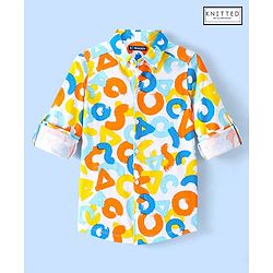 Pine Kids 100% Cotton Knit Full Sleeves Roll Up Shirt Abstract Printed - Multicolor