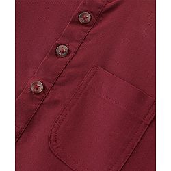 Pine Kids Full Sleeves Roll Up Kurta Shirt Solid Color - Red