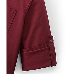 Pine Kids Full Sleeves Roll Up Kurta Shirt Solid Color - Red