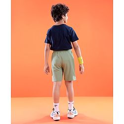 Pine Active Cotton Lycra Knit Anti-Bacterial Solid Color Shorts With Stretch - Blue