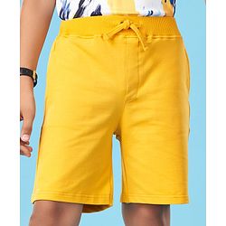 Pine Active Cotton Lycra Knit Anti-Bacterial Solid Color Shorts With Stretch - Yellow