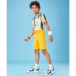 Pine Active Cotton Lycra Knit Anti-Bacterial Solid Color Shorts With Stretch - Yellow