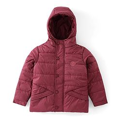 Pine Kids Full Sleeves Cut & Sew Medium Winter Hooded Jacket - Maroon