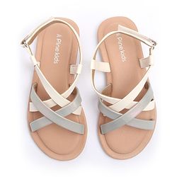 Pine Kids Sandals with Velcro Closure- Silver