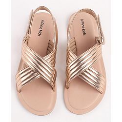 Pine Kids Sandals with Velcro Closure- Peach