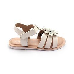 Pine Kids Sandals with Velcro Closure Flower Applique- White