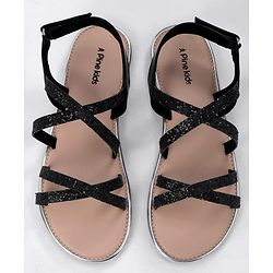 Pine Kids Party Wear Shimmered Sandals - Teal Green