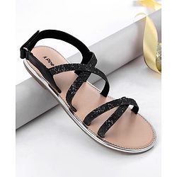 Pine Kids Party Wear Shimmered Sandals - Teal Green