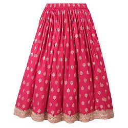 Pine Kids Woven Sequin Embroidered Half Sleeves Choli Lehenga Set with Dupatta - Pink