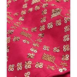 Pine Kids Woven Sequin Embroidered Half Sleeves Choli Lehenga Set with Dupatta - Pink
