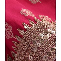 Pine Kids Woven Sequin Embroidered Half Sleeves Choli Lehenga Set with Dupatta - Pink