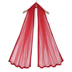 Pine Kids Half Sleeves All Over Embroidered Lehenga Choli Set With Dupatta - Red