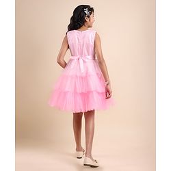 Pine Kids Sleeveless Party Wear Flared Frock with Sequence Detailing - Pink