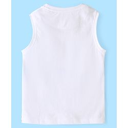 Pine Kids 100% Cotton Knit Sleeveless T-Shirt Ship Print - Snow White
