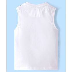 Pine Kids 100% Cotton Sleeveless T-Shirt with Text Print - Snow White