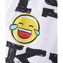 Pine Kids 100% Cotton Sleeveless T-Shirt with Text Print - Snow White