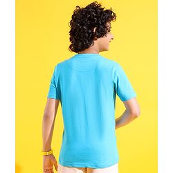 Pine Kids Cotton Knit Half Sleeves T-Shirts Beach Print- Blue
