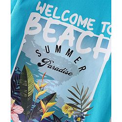 Pine Kids Cotton Knit Half Sleeves T-Shirts Beach Print- Blue