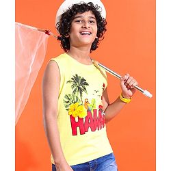 Pine Kids Cotton Sleeveless Hawaii Print T-Shirt - Tender Yellow