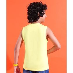 Pine Kids Cotton Sleeveless Hawaii Print T-Shirt - Tender Yellow